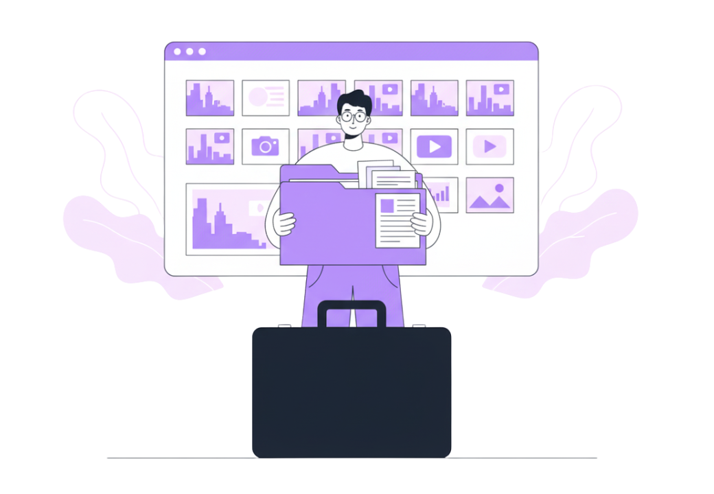 Briefcase and person illustration